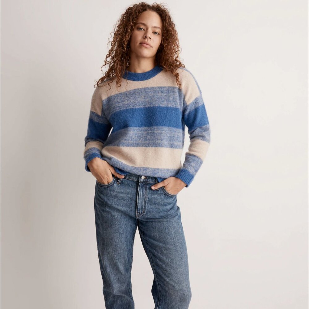 MADEWELL Space-Dyed Otis Alpaca Blend Pullover Sweater in Sky Spacedye - Picture 3 of 5